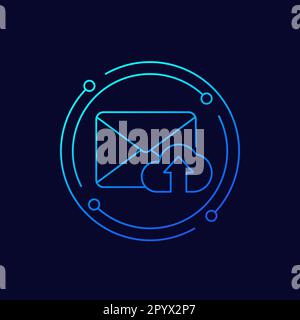 mail to cloud icon, linear design Stock Vector