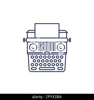 typewriter line icon on white Stock Vector