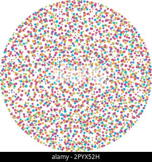 A circle to use as a background for your designs, made with messy and irregular colored dots. Stock Vector
