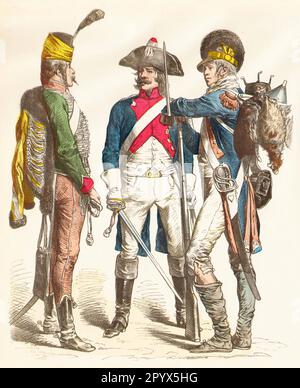 French soldiers at the time of the French Revolution, late 18th century, Kusaar, line cavalry, infantry. [automated translation] Stock Photo