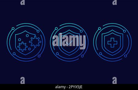 immune system and antibacterial protection icons Stock Vector
