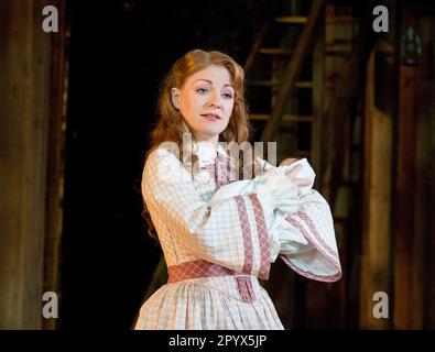 Laura Pitt-Pulford (Milly) in SEVEN BRIDES FOR SEVEN BROTHERS at the Open Air Theatre, Regent's Park, London NW1  23/07/2015  based on the MGM film  music: Gene de Paul  lyrics: Johnny Mercer  book: Lawrence Kasha & David S Landay  design: Peter McKintosh  lighting: Tim Mitchell  choreography: Alistair David  director: Rachel Kavanaugh Stock Photo