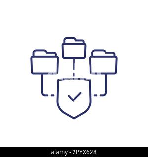 secure folders line icon, data security Stock Vector