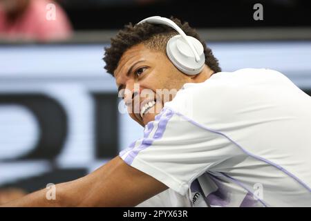 Belgrade, Serbia, 4 May 2023. Walter Tavares of Real Madrid reacts during the Play Offs Game 4 - 2022/2023 Turkish Airlines EuroLeague match between Partizan Mozzart Bet Belgrade and Real Madrid at Stark Arena in Belgrade, Serbia. May 4, 2023. Credit: Nikola Krstic/Alamy Stock Photo