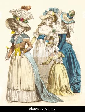 French aristocratic women in contemporary dress, ca. 1787-1792. [automated translation] Stock Photo