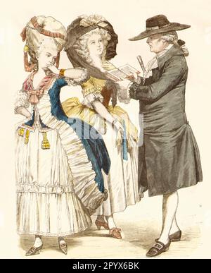 French noblewoman in contemporary court dress, ca. 1780. [automated translation] Stock Photo