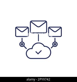 email service line icon with a cloud Stock Vector