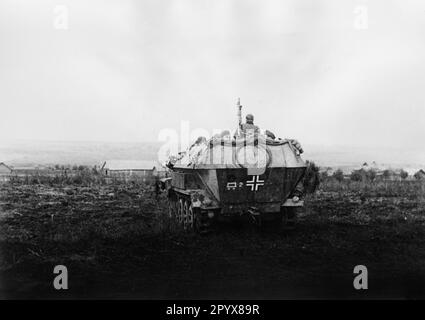 Wehrmacht armored personnel carrier during the fighting near Vyazma in the central section of the Eastern Front. Photo: Utrecht [automated translation] Stock Photo