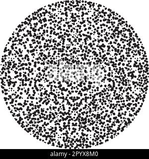 A circle to use as a background for your designs, made with messy and irregular black dots. Stock Vector
