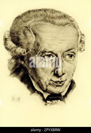 Immanuel Kant (1724-1804), German philosopher. Drawing by K. J. Boehringer. Photo: Heliogravure, Corpus Imaginum, Hanfstaengl Collection. [automated translation] Stock Photo