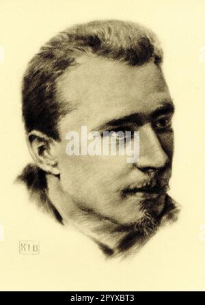 Hugo Wolf (1860-1903), Austrian composer and music critic. Drawing by K. J. Boehringer. Photo: Heliogravure, Corpus Imaginum, Hanfstaengl Collection. [automated translation] Stock Photo