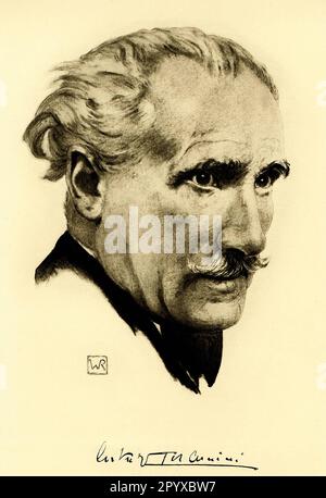 Arturo Toscanini (1867-1957), Italian conductor. Drawing by K. J. Boehringer. Photo: Heliogravure, Corpus Imaginum, Hanfstaengl Collection. Undated photograph, probably in the 1930s. [automated translation] Stock Photo