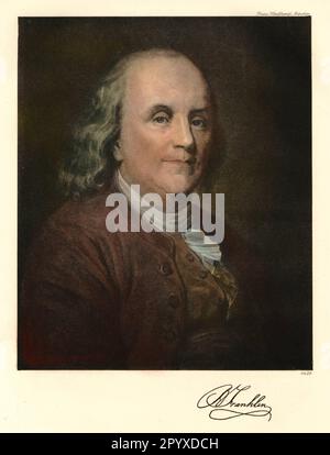Benjamin Franklin (1706-1790), American politician, naturalist and writer. Painting by Joseph-Siffred Duplessis (1725-1802). Photo: Heliogravure, Corpus Imaginum, Hanfstaengl Collection. [automated translation] Stock Photo