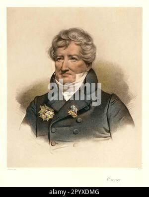 Georges Baron de Cuvier (1769-1832), French naturalist and co-founder of scientific paleontology. Drawing by Mauris. Photo: Heliogravure, Corpus Imaginum, Hanfstaengl Collection. [automated translation] Stock Photo