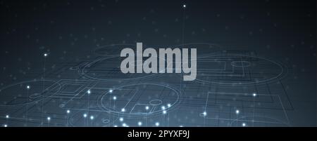 Neural network concept. Connected cells with links. High technology process. Abstract futuristic background Stock Vector