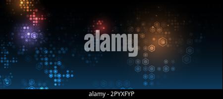 Quantum processing. Deep learning artificial intelligence. Future new technology  for business or science presentation. Vector background Stock Vector