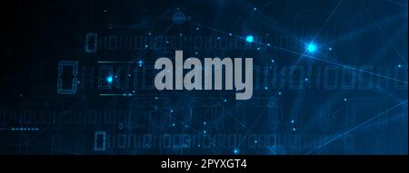 Quantum processing. Deep learning artificial intelligence. Future new technology  for business or science presentation. Vector background Stock Vector