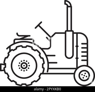 farm tractor line icon, outline symbol, vector illustration, concept ...