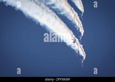 The US Air Force Thunderbirds perform at the 2023 Thunder and Lightning Over Arizona at Tucson, Arizona. Stock Photo