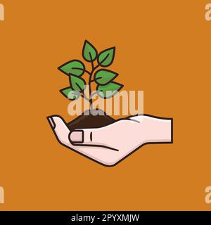 Hand holding tree seedling vector illustration for World Environment Day on June 5 Stock Vector