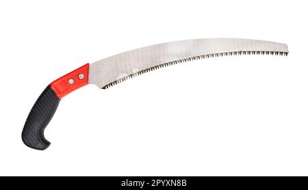 crosscut hand pruning saw with plastic handle isolated on white background Stock Photo