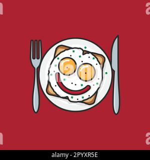 Fried eggs on slice of toast resembling face vector illustration for National EggD ay on June 3 Stock Vector