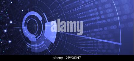 Technology background, futuristic and innovative include elements such as circuit boards, microchips, computer keyboards, wires, cables, and geometric Stock Vector
