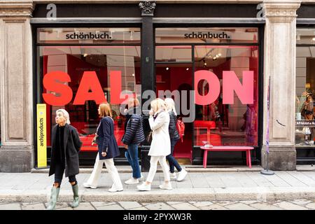 Milan, Italy - April, 23, 2023: Peoples in the historical Brera district at Fuori Salone, during the International Design week in Milan Stock Photo