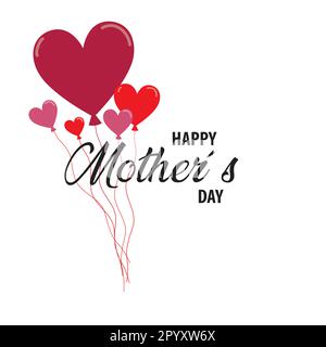 Mothers day greeting card with hearts and text on a white background Stock Vector