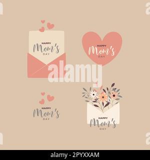 A set of cute designs for a mother's day. Stock Vector