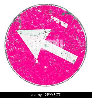 Pink Arrow drawn on a road sign - concept image Stock Photo