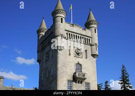 Balmoral Castle in the Highlands of Aberdeenshire, Scotland. Residence of the British royal family, it is an example of Scottish baronial architecture Stock Photo