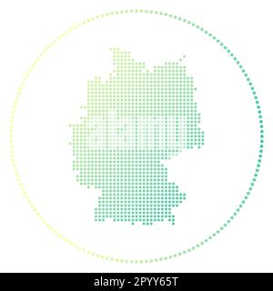 Germany digital badge. Dotted style map of Germany in circle. Tech icon of the country with graduated dots. Artistic vector illustration. Stock Vector