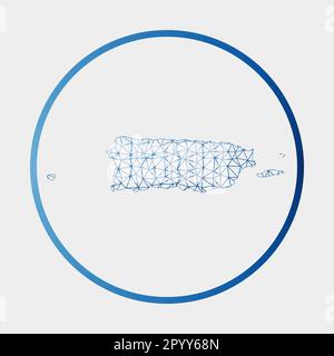 Puerto Rico network map. Abstract geometric map of the country. Digital ...