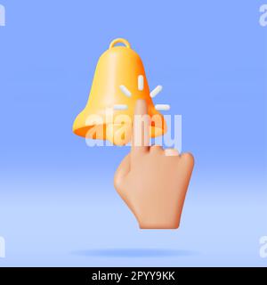 3D Finger Click the Bell Subscribe Icon Stock Vector
