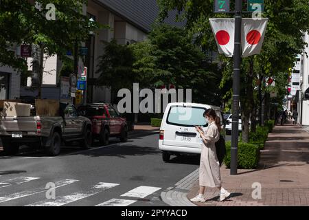 Tokyo, Japan. 2nd May, 2023. Japanese flags decorate a street in Ginza, Tokyo. (Credit Image: © Stanislav Kogiku/SOPA Images via ZUMA Press Wire) EDITORIAL USAGE ONLY! Not for Commercial USAGE! Stock Photo