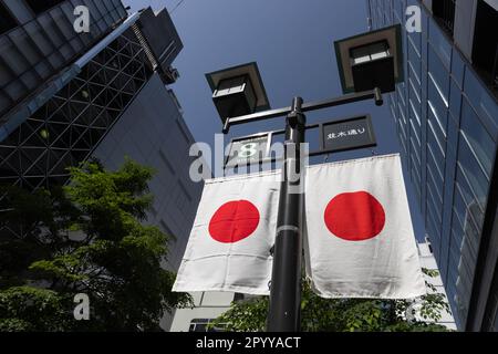 Tokyo, Japan. 2nd May, 2023. Japanese flags decorate a street in Ginza, Tokyo. (Credit Image: © Stanislav Kogiku/SOPA Images via ZUMA Press Wire) EDITORIAL USAGE ONLY! Not for Commercial USAGE! Stock Photo