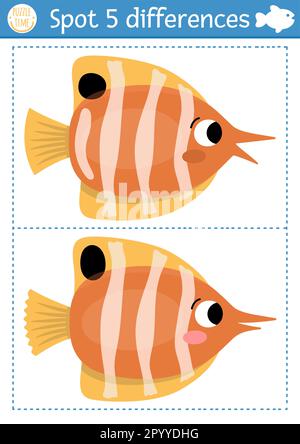 Find differences game. Under the sea black and white educational ...