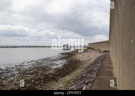 Footpath along the sea wall to Holehaven Creek, Canvey Island, Essex, England Stock Photo