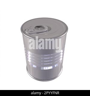 An isolated aluminum can container on a white background with plenty of space for copy Stock Photo