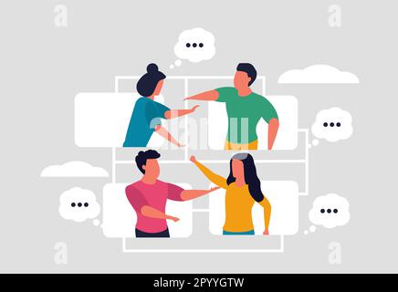 Online meeting or remote communication of colleagues at work. Internet communication and videoconferencing. Collaboration and collaboration made easy. Stock Vector