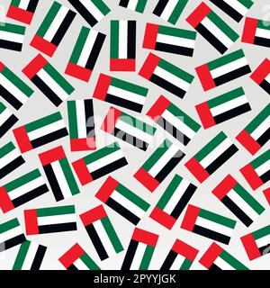 Pattern with flag of United Arab Emirates. Illustration with flag design. Bright seamless pattern. Stock Vector