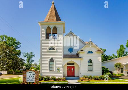 Zion Lutheran Church, also known as Swedish Lutheran Zion Church, is pictured, April 30, 2023, in Silverhill, Alabama. The church was built in 1916. Stock Photo