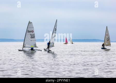 Sailing off Clevedon beach Stock Photo