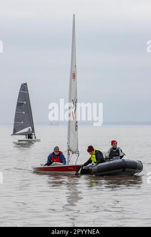 Sailing off Clevedon beach Stock Photo