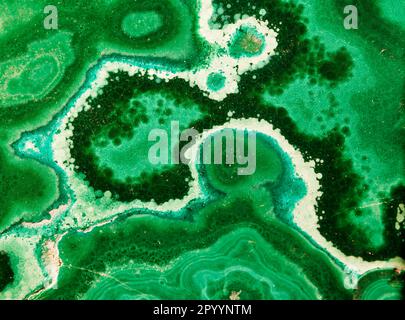 Close up of Green Malachite Mineral Pattern Stock Photo