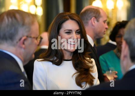 London, UK. 05th May, 2023. Catherine, Princess of Wales speaks to guests during a reception at Buckingham Palace for overseas guests attending the coronation of King Charles III on May 5, 2023 in London, England. Photo by The Royal Family/UPI Credit: UPI/Alamy Live News Stock Photo