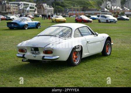 DIEPPE, FRANCE - MAY 29, 2022: Alpine car modele 110 Berlinette V85 on the exposition Vintage and classic Cars. Stock Photo