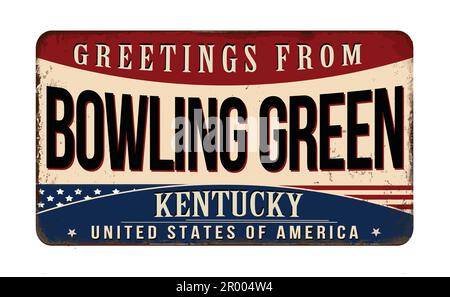 Greetings from Bowling Green vintage rusty metal sign on a white background, vector illustration Stock Vector