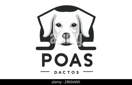 Silhouette dog vector illustration art. Black and white logo design. Stock Vector